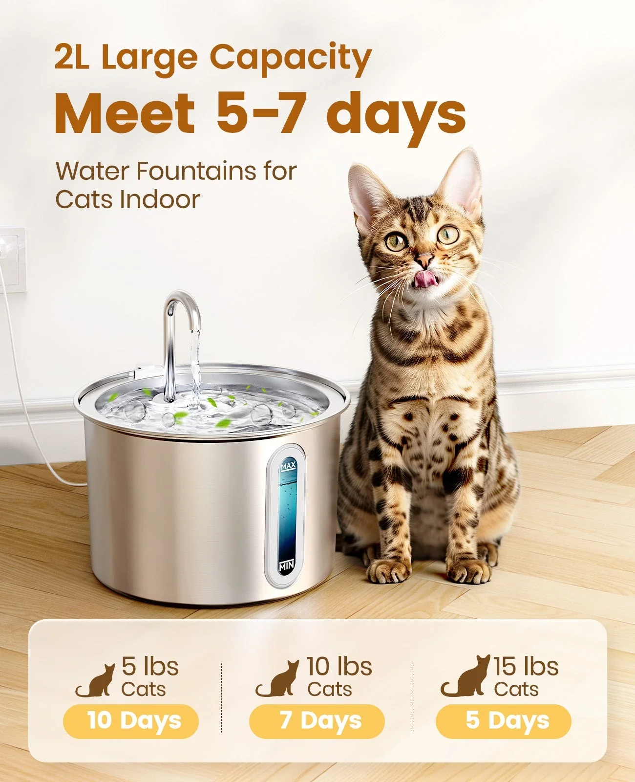 Oneisall 2L Cat Water Fountain & 7L Pet Water Fountain Set - Image 5