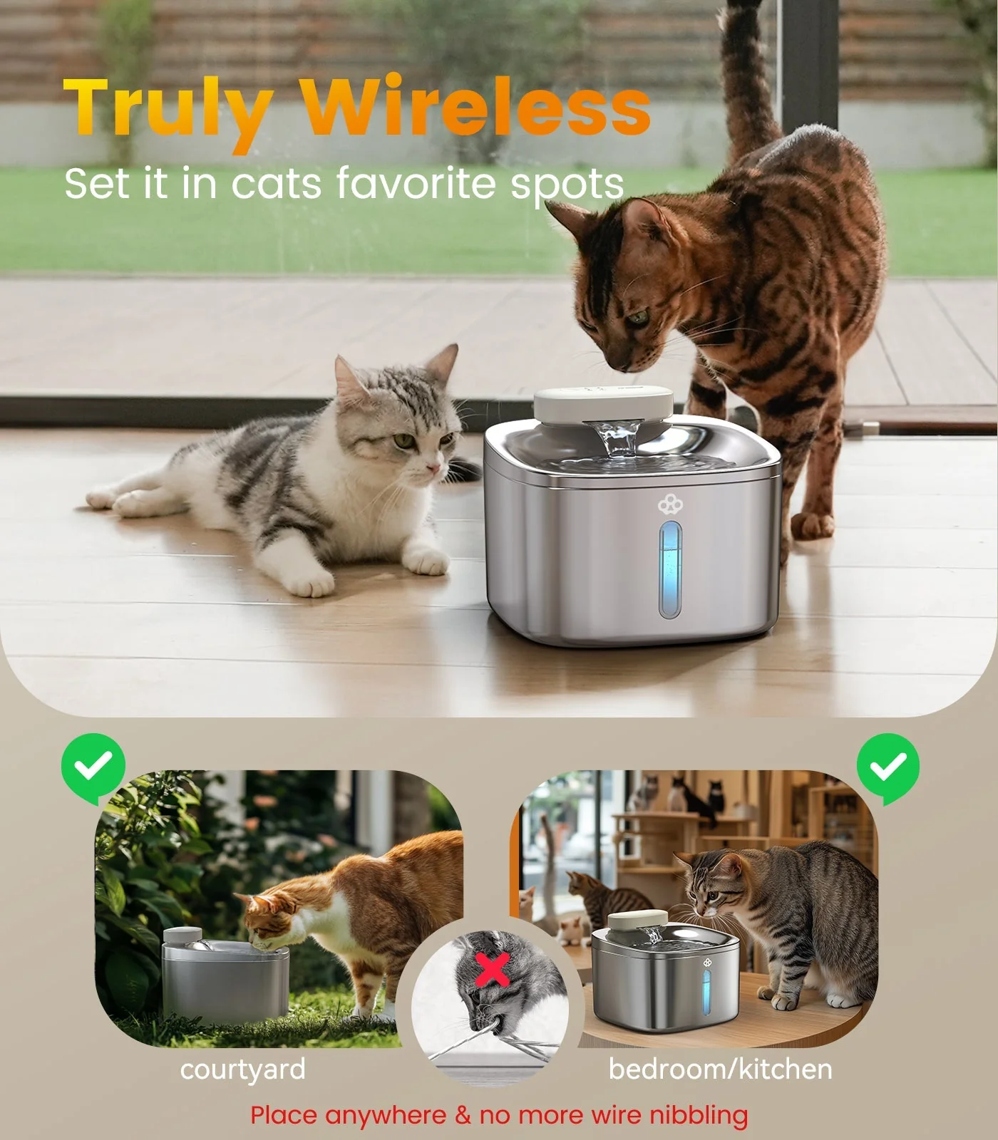 Oneisall 7L Pet Water Fountain with Visual Water Level - Image 21