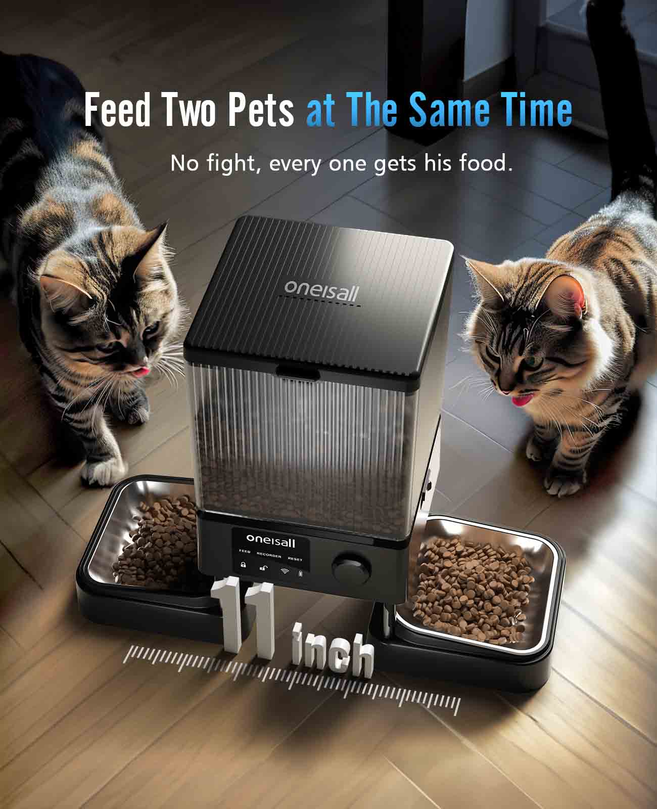 Oneisall 5L Automatic Cat Feeder with APP Control  for Two Cats - Image 4