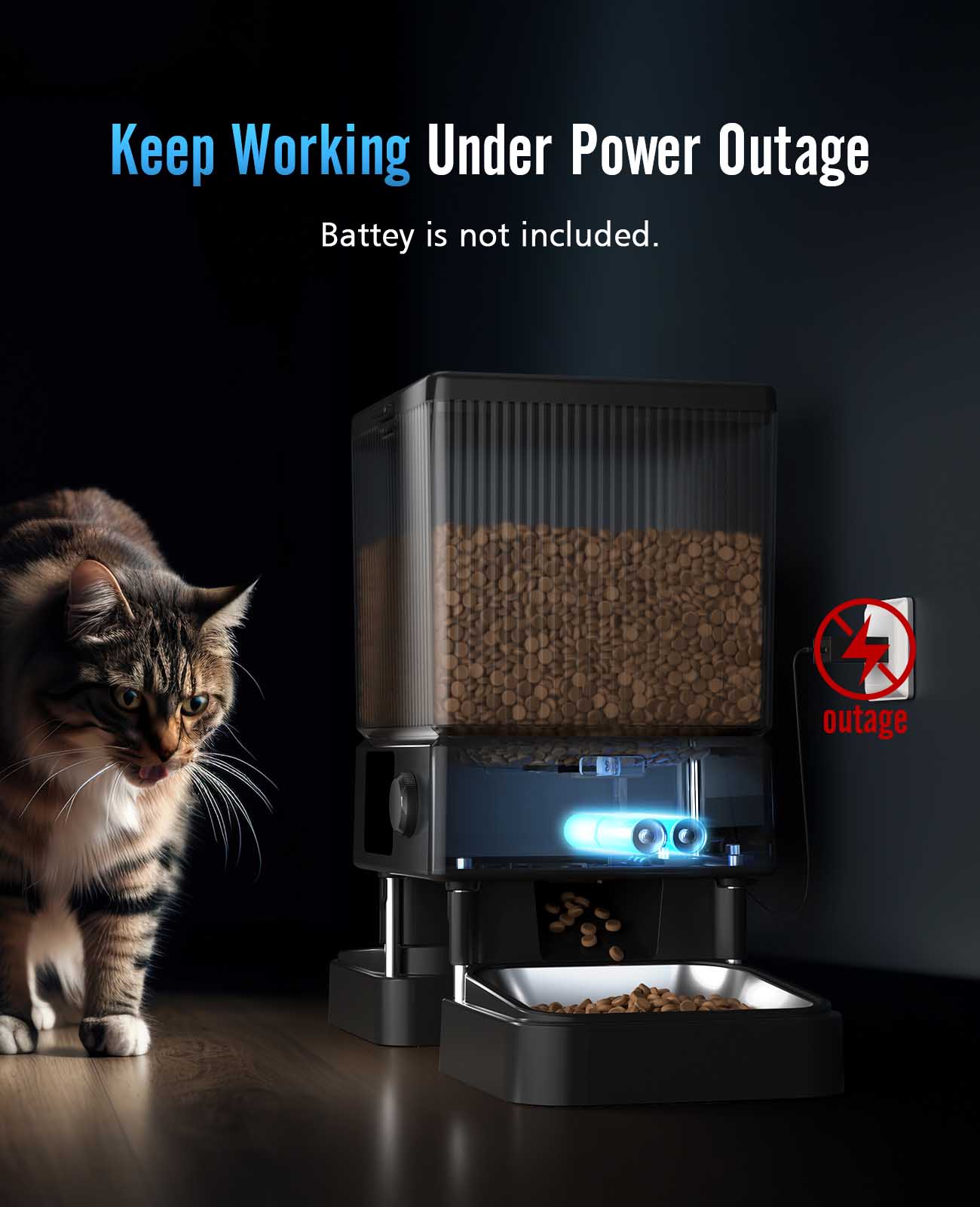 Oneisall 5L Automatic Cat Feeder for Two Cats White - Image 17