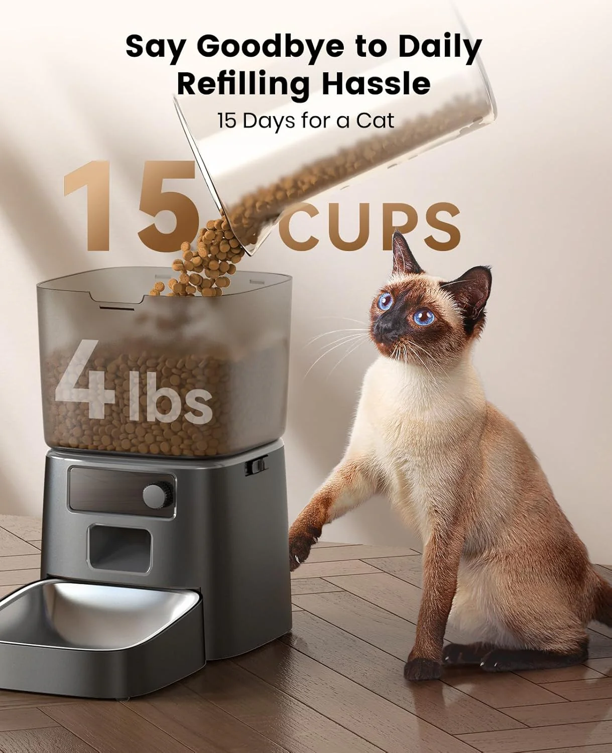 Oneisall 3.5L Automatic Cat Feeder with APP Control & 2.4G Wi-Fi - Image 8