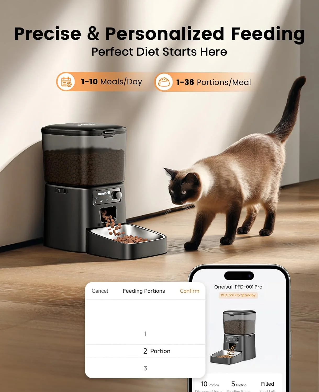 Oneisall 3.5L Automatic Cat Feeder with APP Control & 2.4G Wi-Fi - Image 5