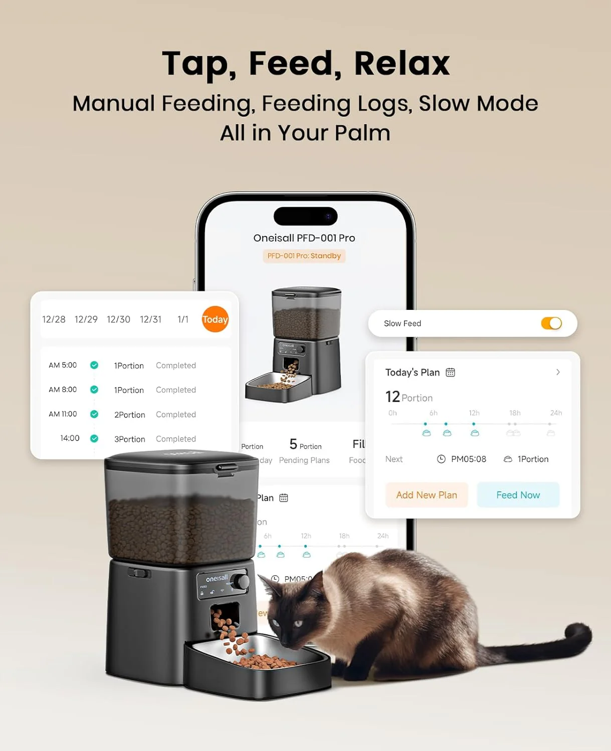 Oneisall 3.5L Automatic Cat Feeder with APP Control & 2.4G Wi-Fi - Image 6