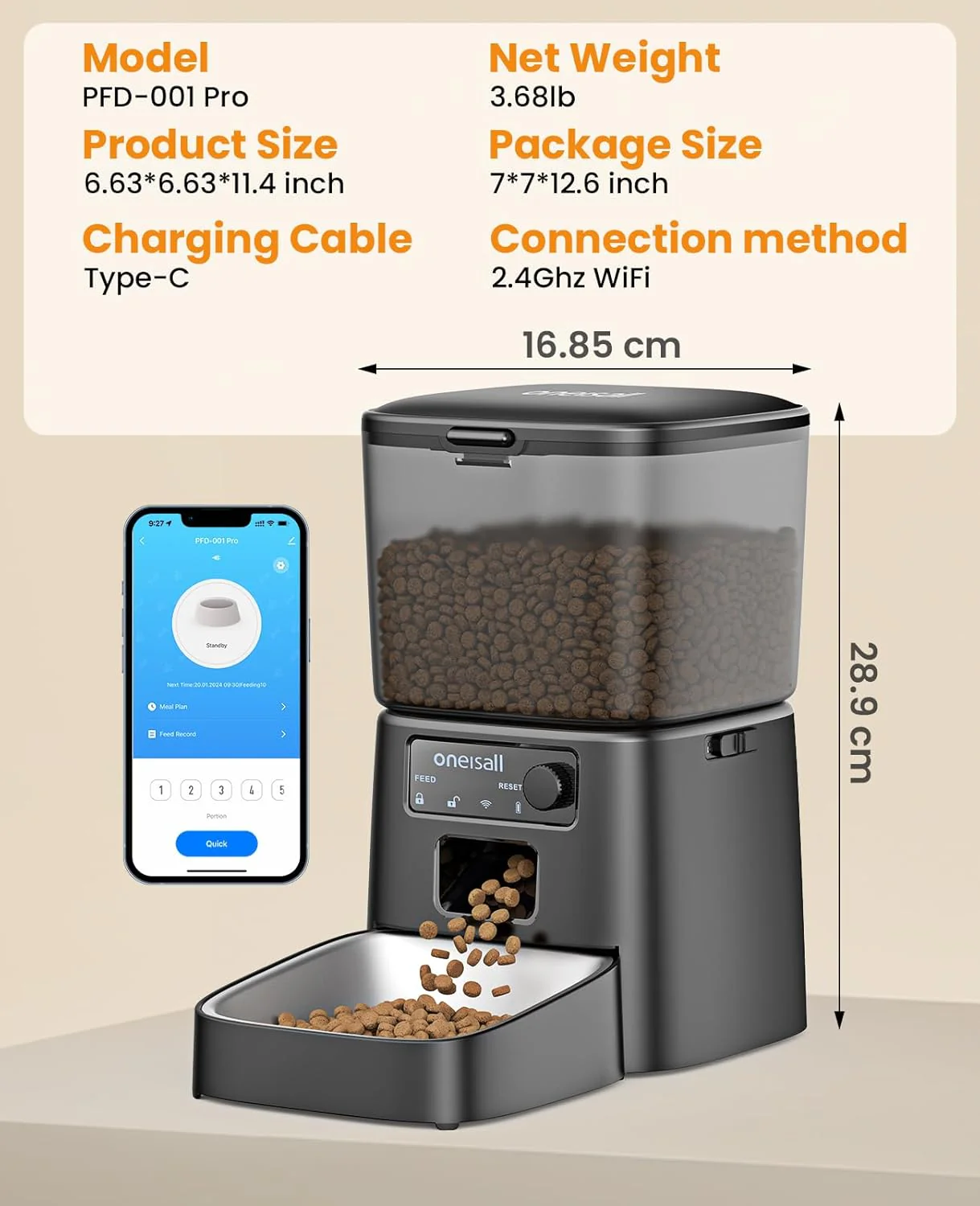 Oneisall 3.5L Automatic Cat Feeder with APP Control & 2.4G Wi-Fi - Image 11