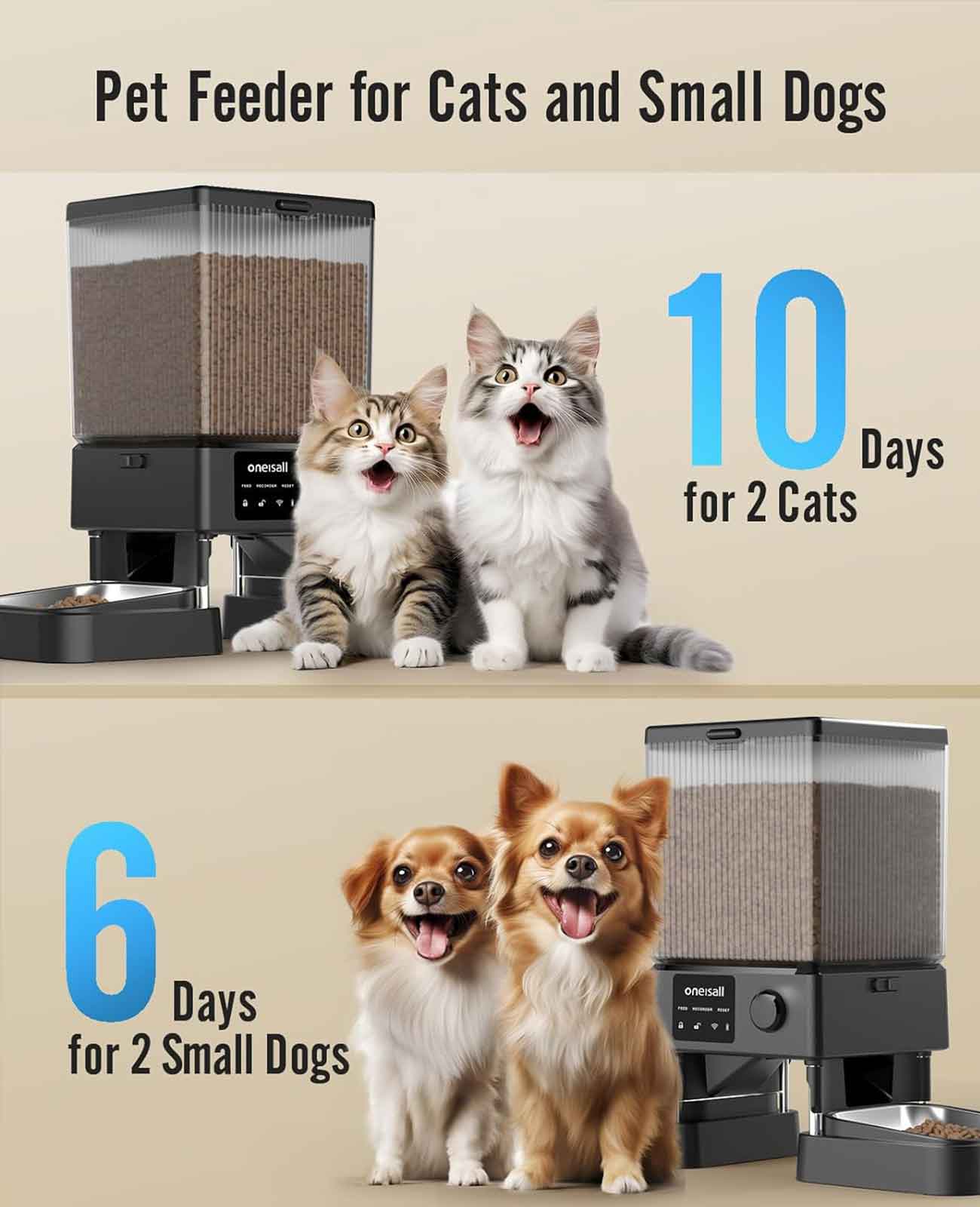 Oneisall 5L Automatic Cat Feeder with APP Control  for Two Cats - Image 9