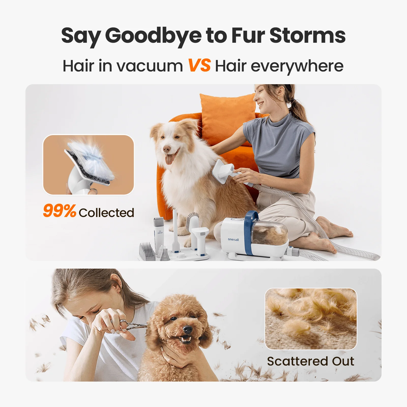 Oneisall LM2 7-in-1 Pet Grooming Vacuum Kit - Image 4
